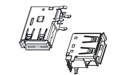 USB Typ A PCB vertikale Montage